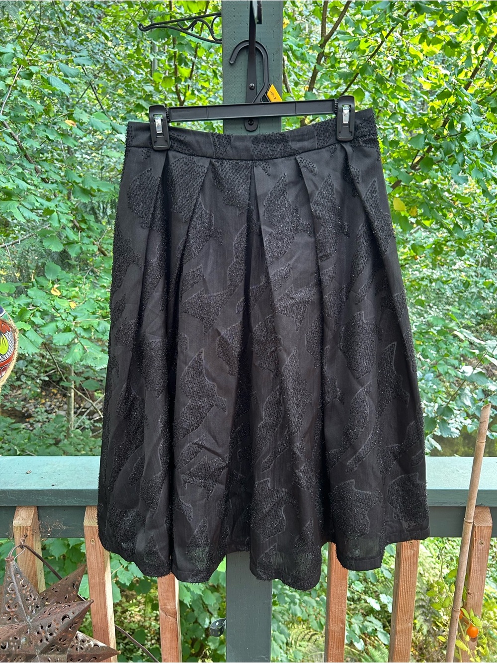 Black Beaded and Embossed A-Line Skirt - Classic Women's Skirt